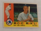 Vintage 1960 Topps Baseball Card #350 Mickey Mantle Yankees HOF Wrinkle