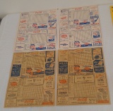 4 Vintage Washington Baseball Score Card Lot 1945 1950 Yankees Indians Tigers Scored Writing