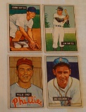 4 Vintage 1951 Bowman Baseball Card Lot Coleman Jones Saffell Hatton