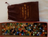 Vintage Harrisburg National Bank Bag Rifken w/ Marble Swirl Lot Marbles
