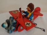 Very Rare Vintage Wooden Fokker DR-1 Red Baron Airplane Music Box Smoker West Germany Original Reuge