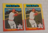 2 Vintage 1975 Topps Baseball Card Lot #320 Pete Rose Reds Phillies