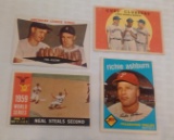 4 Vintage 1959 1960 Topps Baseball Card Lot Ashburn Banks Fox Combo World Series