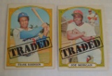 Vintage 1972 Topps Baseball High Number Star HOF Card Pair Lot #754 Frank Robinson & #752 Joe Morgan