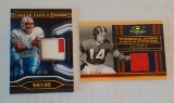 2 Relic Jersey Insert Card Lot NFL Football Panini Warren Moon 3 Color /50 Donruss Y.A. Tittle /250