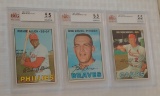 3 Vintage 1967 Topps Baseball Card Lot Dick Allen Red Schoendienst Bob Bruce Beckett GRADED 5.5 EX+