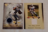 2 NFL Football Game Used Jersey Relic Insert Card Lot Emmitt Smith Dallas Cowboys HOF