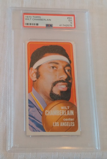 Key Vintage 1970-71 Topps NBA Basketball #50 Wilt Chamberlain PSA GRADED 5 EX Lakers HOF Tall Boy