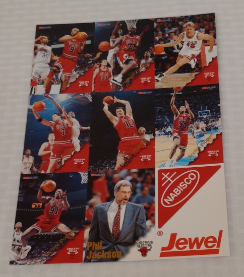 Very Rare 1996 Nabisco Jewel Chicago Bulls 9 Card Uncut Sheet Michael Jordan #NNO Pippen NBA Hoops