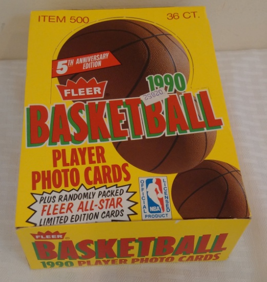 1990-91 Fleer NBA Basketball Complete Wax Box 36 Sealed Packs Potential GEM Jordan Cards
