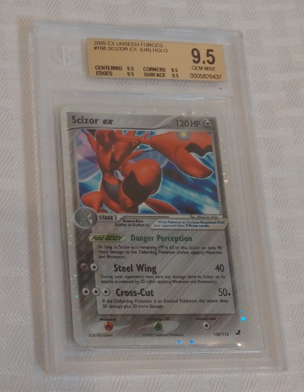 Pokemon BGS GRADED 9.5 GEM 2005 EX Unseen Forces #108 Scizor EX UR Holo Foil 120HP Rare High Grade