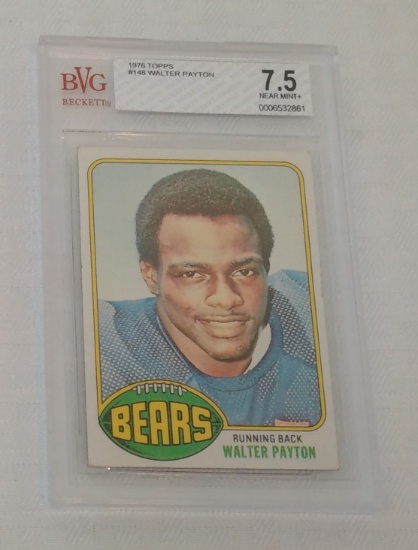 Key Vintage 1976 Topps NFL Football #148 Walter Payton Rookie Card RC Bears HOF Beckett GRADED 7.5