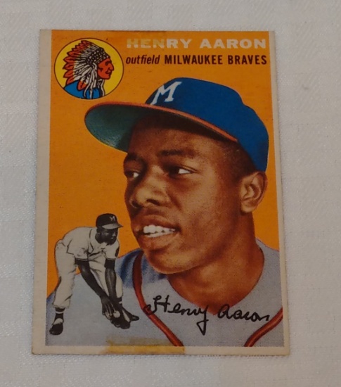 Key Vintage 1954 Topps Baseball Rookie Card #128 Hank Aaron Braves HOF RC