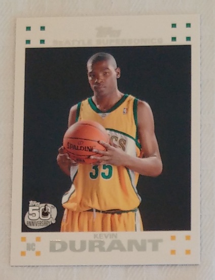 2007-08 Topps NBA Basketball Rookie Card #2 Kevin Durant RC White Sonics