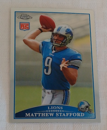 2009 Topps Chrome NFL Football Rookie Card RC Matthew Stafford Lions Rams Centered