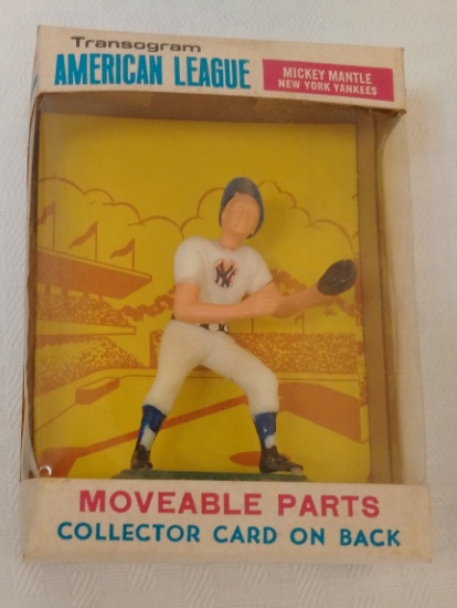 Vintage 1968 Transogram Mini Baseball Figure MIP Uncut Card Back Mickey Mantle Yankees HOF MLB