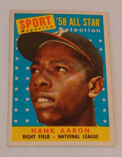 Vintage 1958 Topps Baseball Card All Star #488 Hank Aaron Braves HOF Solid Condition Centered