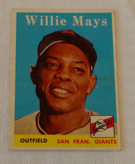 Vintage 1958 Topps Baseball Card #5 Willie Mays Giants HOF