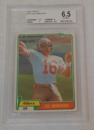 Key Vintage 1981 Topps NFL Football Rookie Card RC Joe Montana 49ers BGS GRADED 6.5 HOF