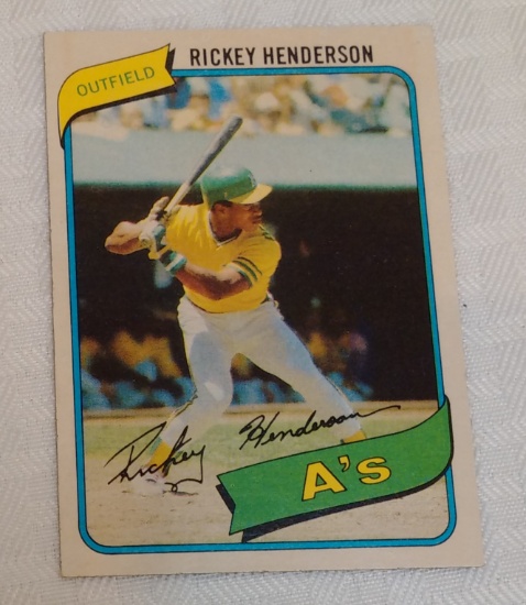 Key Vintage 1980 Topps Baseball #482 Rickey Henderson Rookie Card RC A's HOF RC Solid Condition