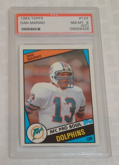 Key Vintage 1984 Topps NFL Football #123 Dan Marino Rookie Card RC Dolphins PSA GRADED 8 (OC) NRMT