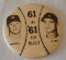 Vintage 1961 Mickey Mantle Roger Maris Yankees Stadium Pin Button Large 3-1/2'' White 61 Or Bust