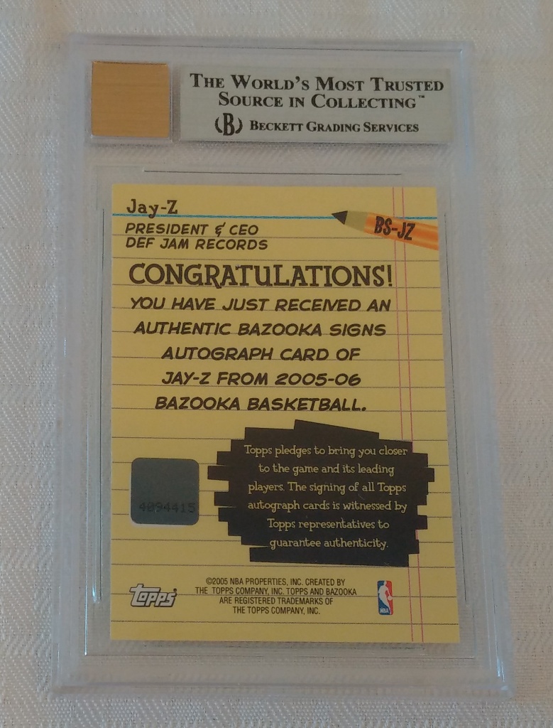 2005-06 Topps Bazooka Jay-Z Signs Autographed Insert Rookie Card BGS GRADED  9 MINT 10 Auto Low Pop | Art, Antiques & Collectibles Collectibles Comic  Books | Online Auctions | Proxibid