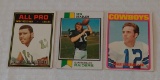 3 Vintage Topps HOF Star Rookie Card Lot 1972 Staubach 1973 Stabler 1974 Carmichael NFL Football RC