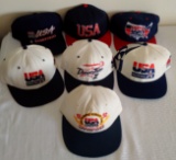 7 Vintage USA Baseball Dream Team Olympics 1992 1996 U.S. Baseball Snapback Hat Cap Lot Jordan NBA