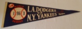 Vintage Full Size Baseball Pennant NY Yankees LA Dodgers 1963 World Series Mantle Yogi Maris Koufax