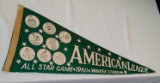 Vintage Full Size Baseball Pennant All Star Game American League 1960 Yankee Stadium Green Rare