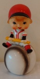 Vintage Ceramic Baseball Helmet Bank 1950s? Japan Capri Creations Boy Sitting On Ball