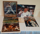 4 Large Mickey Mantle Poster Artwork Artist Signed Lot Yankees HOF Mirro-Art Robert Stephen Simon