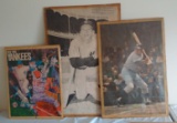 3 Large Vintage Mickey Mantle Yankees Poster Lot Taped Onto Cardboard 1960s Requena Renselaar