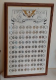 1999 - 2008 Complete 50 Quarter Set Framed Matted United States State 25c Wooden 100 Quarters