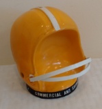 Vintage 1960s Blank Football Helmet Bank Ceramic Commercial & Savings Promo Giveaway