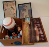 Vintage Sports Memorabilia Collectibles Box Lot Mantle Helmet Cans Bank Yankee Stadium