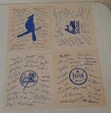 4 Vintage 1950 Baseball Logo Embleme Team Facsimilie Sheet Lot Sportograph Phillies Yankees