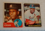 2 Solid Nice Vintage Topps Baseball Card Pair Lor Bob Gibson Cardinals HOF 1963 1965