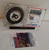 Bill Barber Autographed Signed Flyers NHL Hockey Puck JSA COA w/ On Card & Display Case
