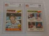 2 Vintage 1977 Topps Baseball Rookie Card Pair Andre Dawson & Mark Fidrych 5 & 5.5 EX