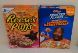 2 Modern Sealed Collectible Full Cereal Box Lot Kellogg's Shaq 2022 Travis Scott Reese's Puffs 2020