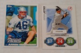 2010 Topps NFL Football Rookie Card RC #96 Aaron Hernandez & 2010 Attax Insert Derek Jeter Yankees