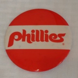 Vintage Baseball Stadium Pin Button 3'' Round MLB 1970s Philadelphia Phillies Logo