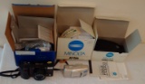 Misc Vintage Camera 35mm Lot Boxes Paperwork Case Minolta AF-Tele Olympus 38 120mm Zoom