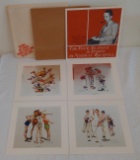 Norman Rockwell Four Seasons In Sports Foil Art Print Set Original Mailer Envelope Etched