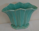 Vintage McCoy Planter Green Blue Teal Turquoise Tulip Bowl 9'' Nice