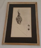 Vintage Andrew Wyeth Small Framed Print Artist Duck Hunting Canvasback 12x19 Vintage 1956 Artwork