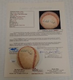 Satchel Paige Warren Giles Dual Signed Autographed Baseball JSA LOA HOF Vintage Huber Energized Ball