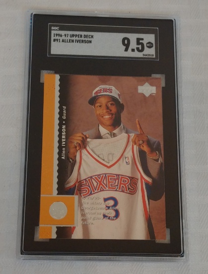 1996-97 Upper Deck #91 NBA Basketball Rookie Card RC Allen Iverson Sixers SGC GRADED 9.5 GEM MINT